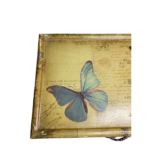 Decoupaged w/butterflies Wood Box with Drawer 10 1/2” x 7 1/4” x 6 1/2”Lined - Picture 6 of 12